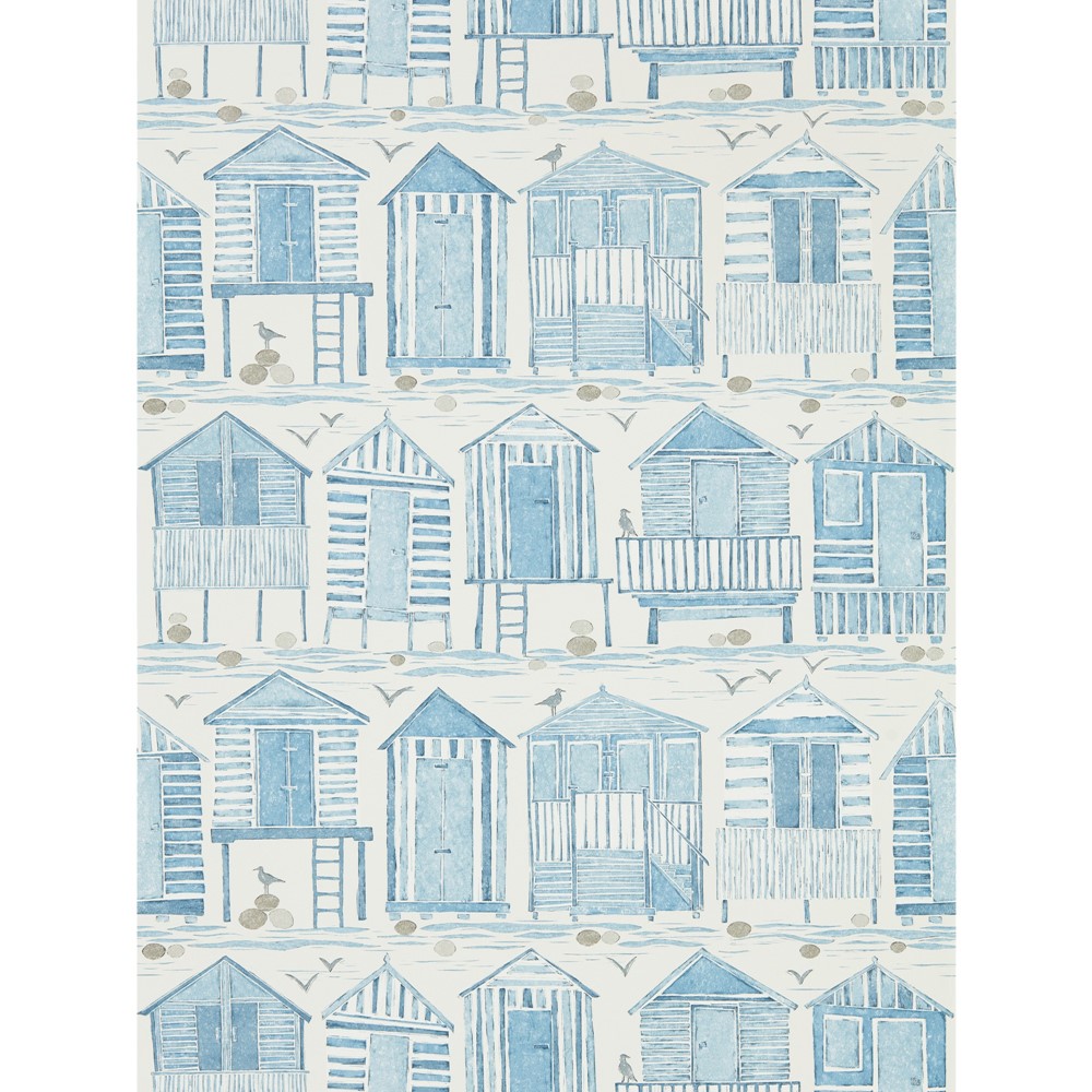 Beach Huts Wallpaper 216560 by Sanderson in Marine Blue